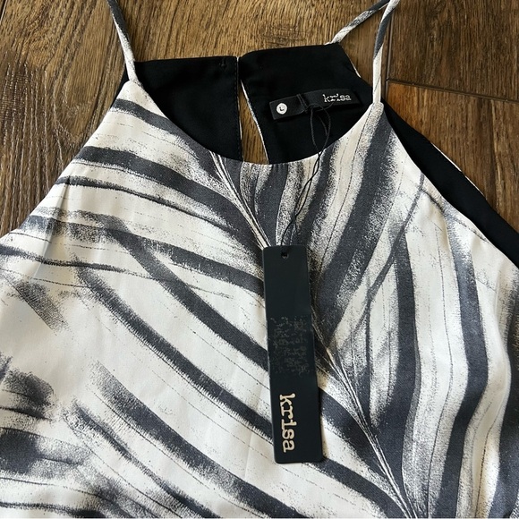 NWT Revolve Krisa Mini Slip Dress Black White Keyhole Size Large - Picture 13 of 13